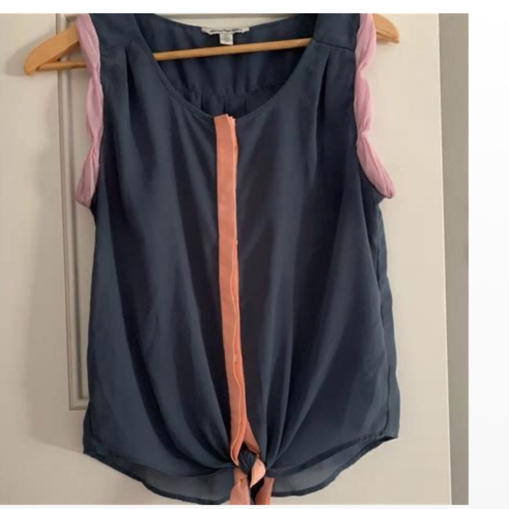 Vintage American Eagle Outfitters Blue and Pink Blouse Spring Y2K boho feminist